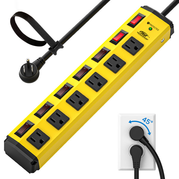 CRST Heavy Duty Power Strip Surge Protector with Individual Switches